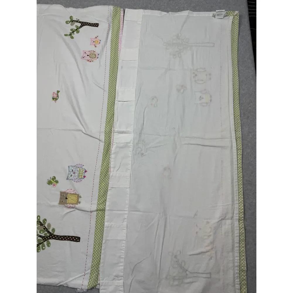 Pottery Barn Kids Hayley Bird Owl Print Set Of 2 Valance Curtains